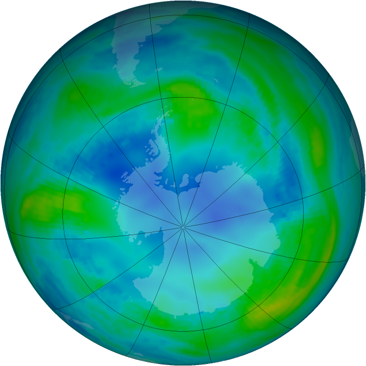 Antarctic ozone map for 08 May 1988